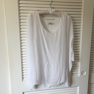 Mahina sheer overlay  White Tunic Top